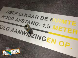 Aluminium spuitsjabloon houd 1,5meter afstand i.v.m. Covid-19